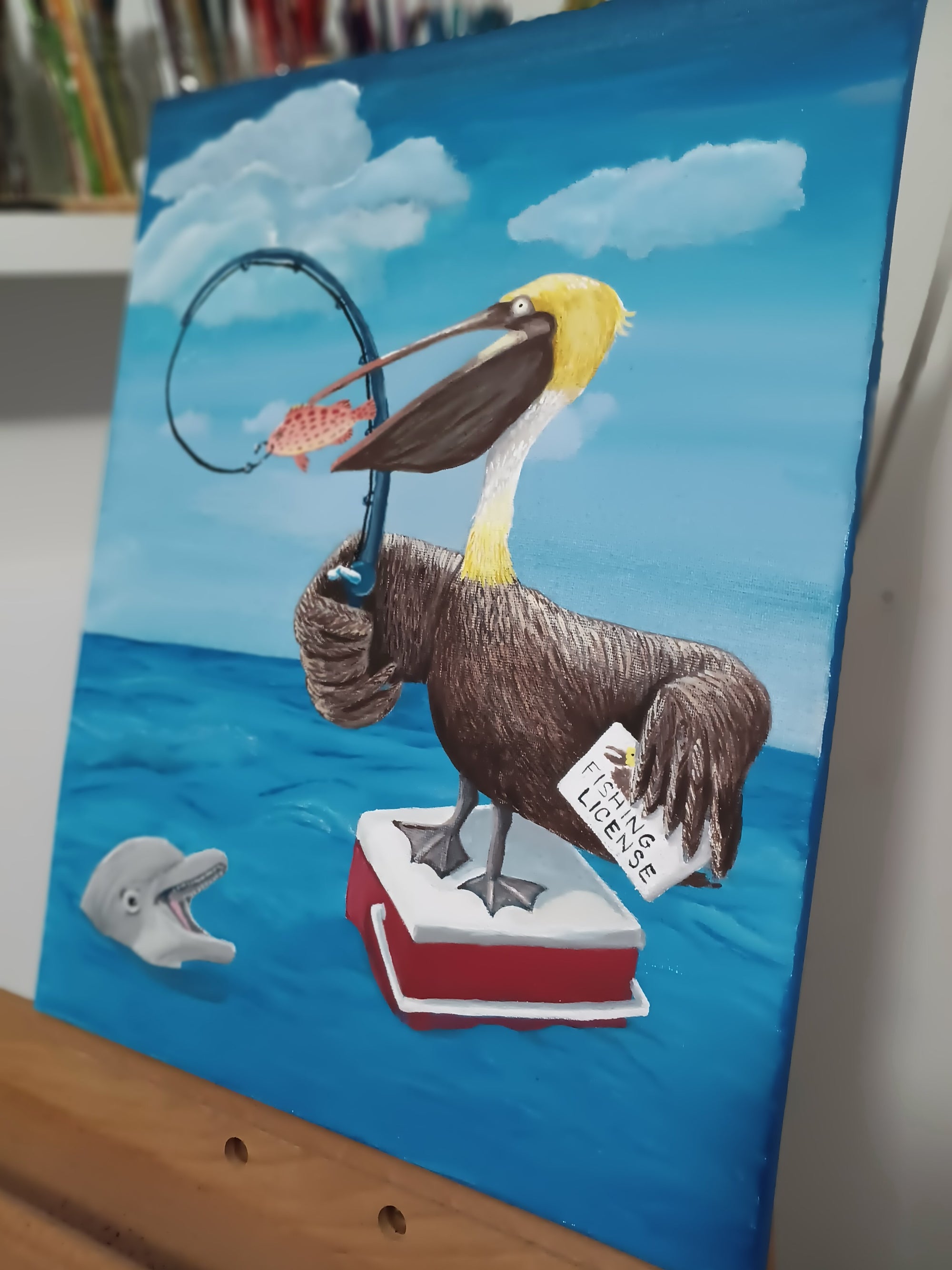 "FRESH CATCH" 14"W x 18"H acrylic on wrapped canvas