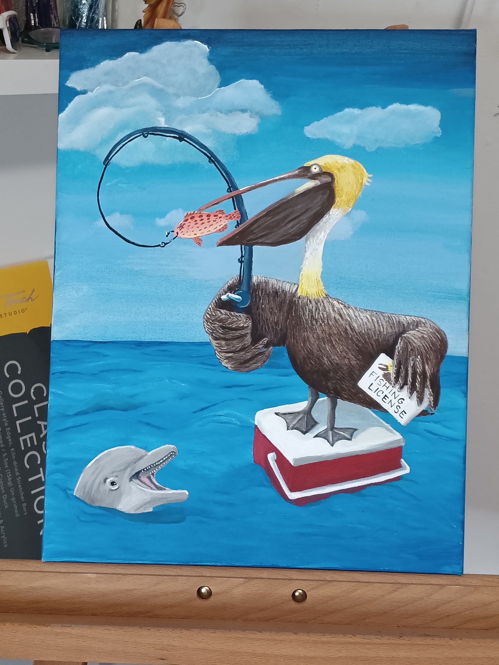 "FRESH CATCH" 14"W x 18"H acrylic on wrapped canvas
