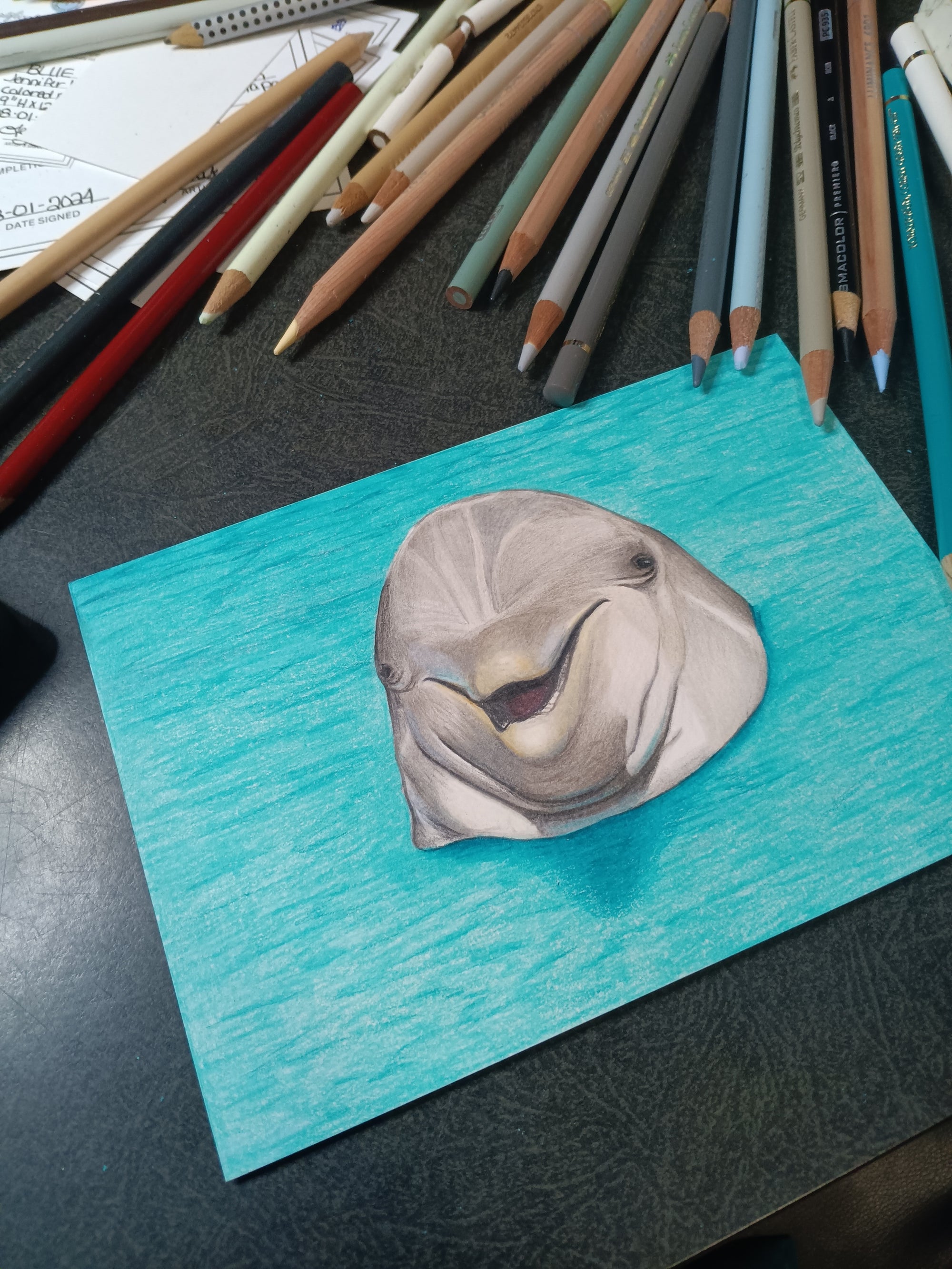 "BLUE" - 9"H x 12"W colored pencil on paper