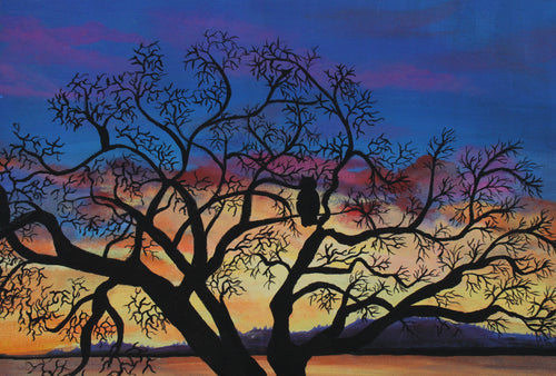 "AWAITING THE DAY" 8"H x 10"W acrylic on canvas board