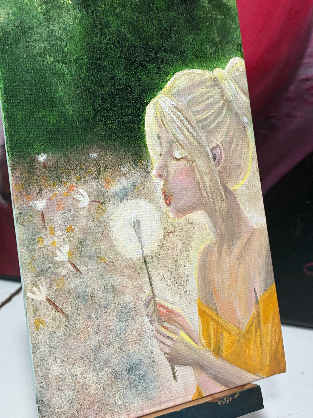 "Make A Wish" Original Acrylic Painting 4"W x 6"H