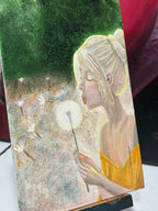 "Make A Wish" Original Acrylic Painting 4"W x 6"H