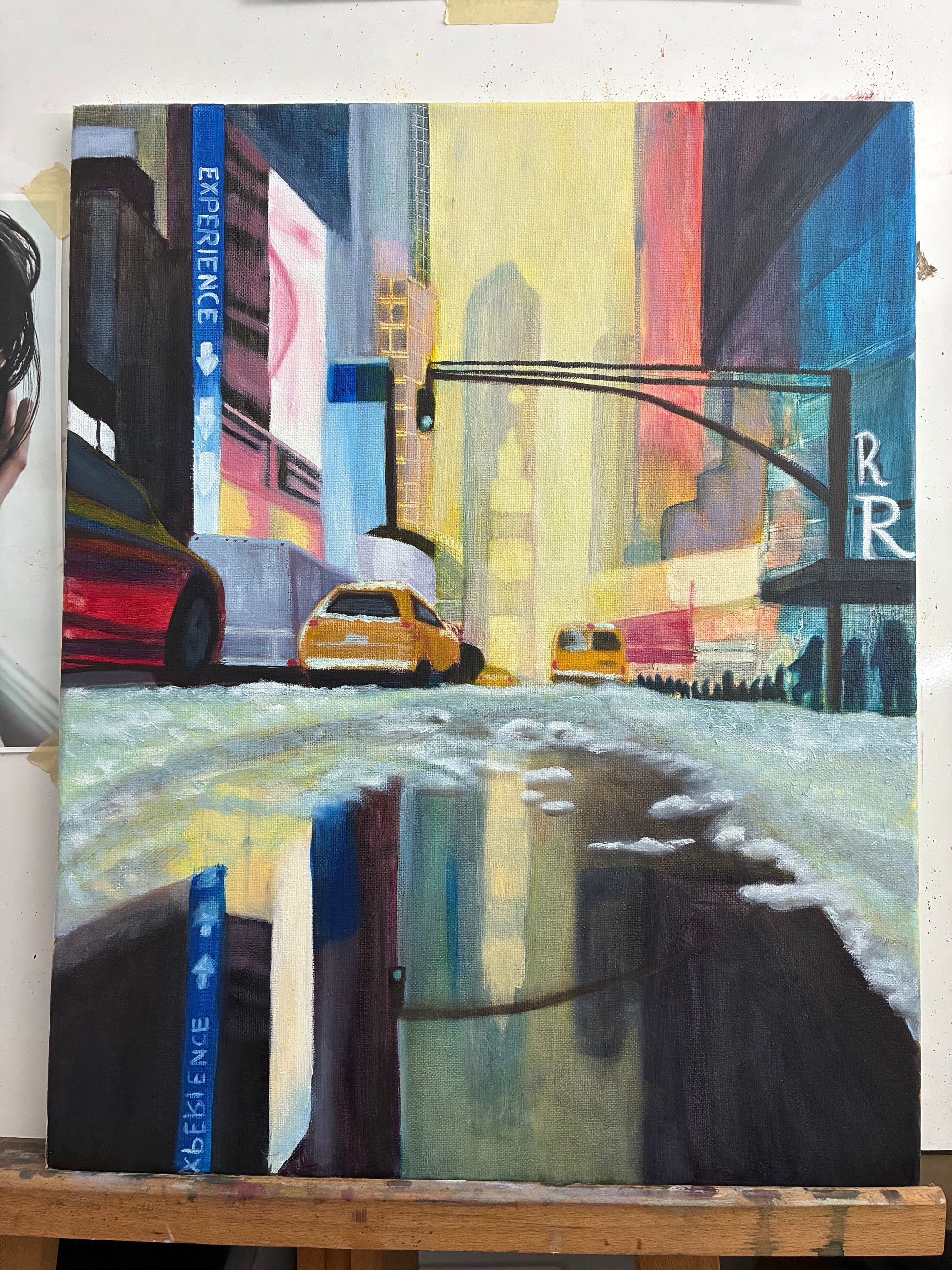 "CITY STREET" 16"W x 20"H Oil on wrapped canvas