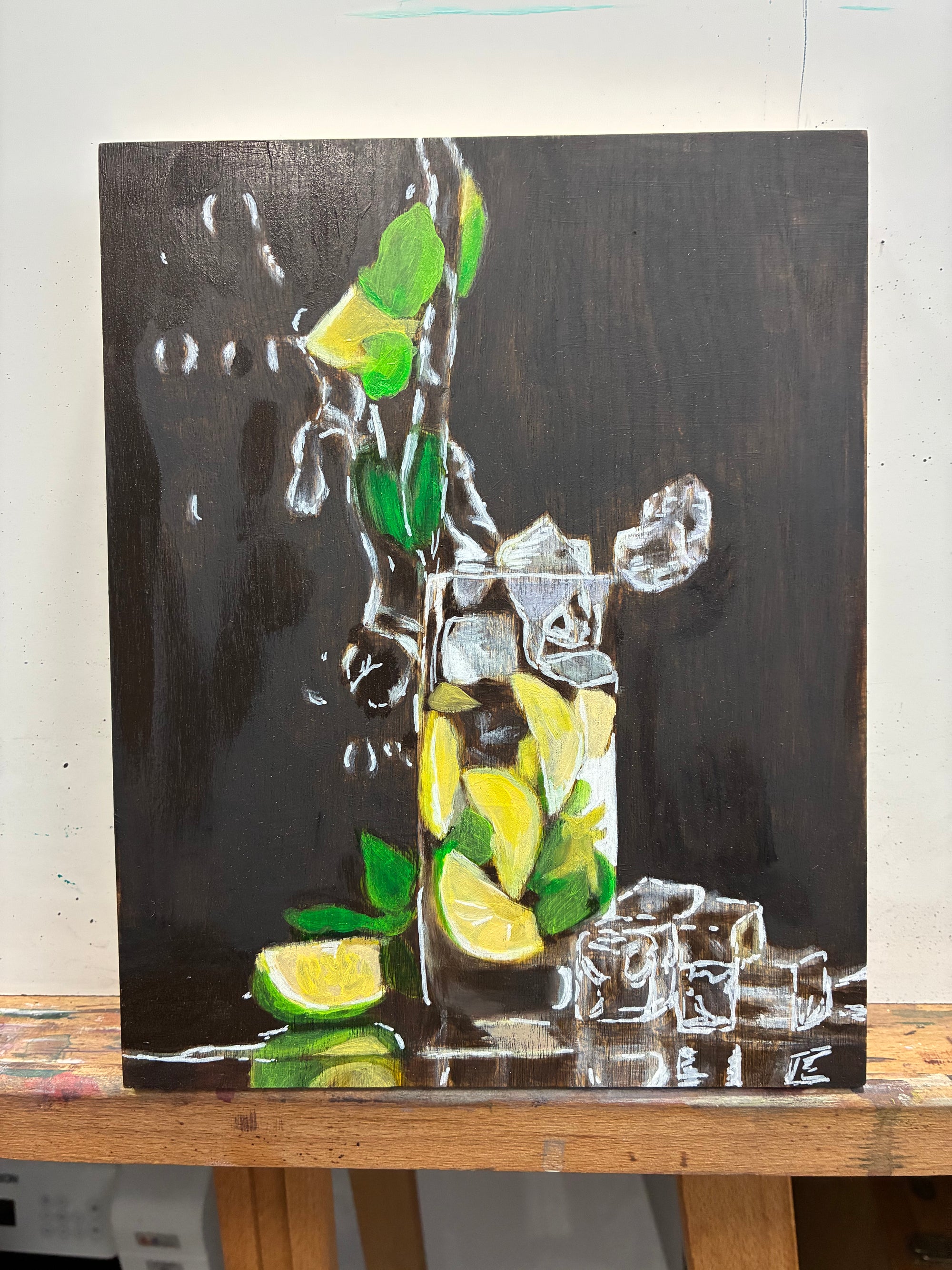"SPLASH OF LIME" 8"W x 10"H oil on wood
