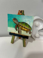 "SIMPLY SEA TURTLE" - ACEO 2.5"H x 3.5"W watercolor/colored pencil on paper