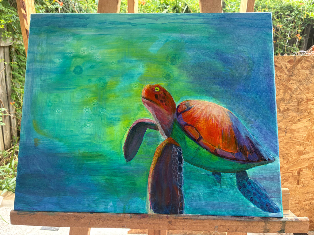 "Solo Swim" Original Oil Painting 16"x20"