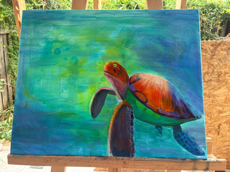 "Solo Swim" Original Oil Painting 16"x20"