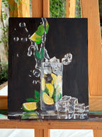 "SPLASH OF LIME" 8"W x 10"H oil on wood