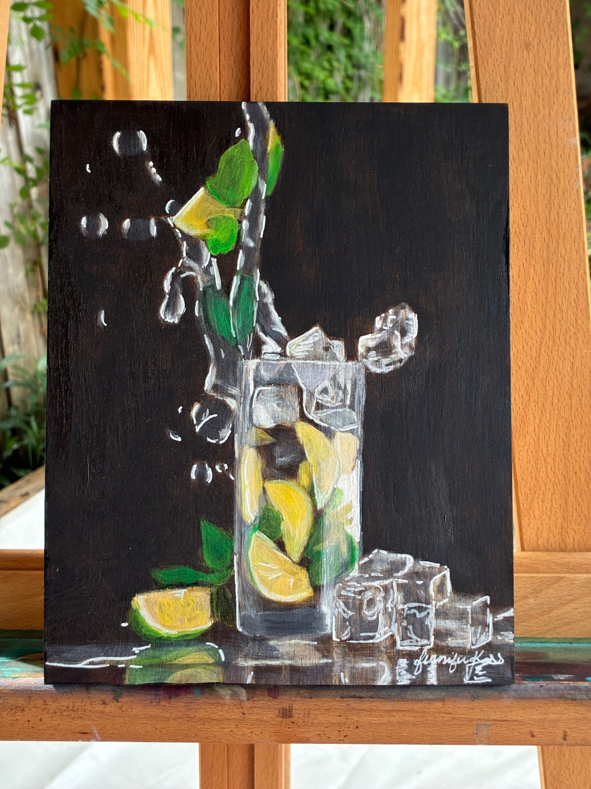 "SPLASH OF LIME" 8"W x 10"H oil on wood