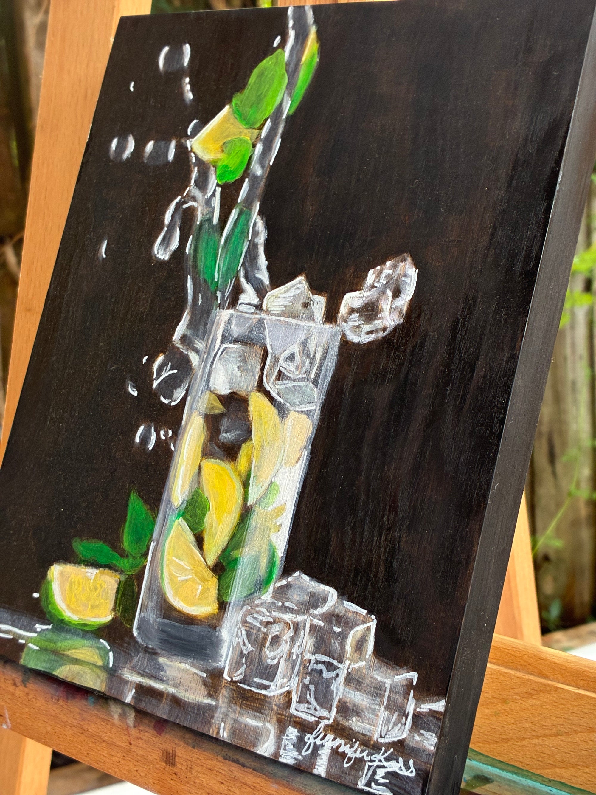 "SPLASH OF LIME" 8"W x 10"H oil on wood