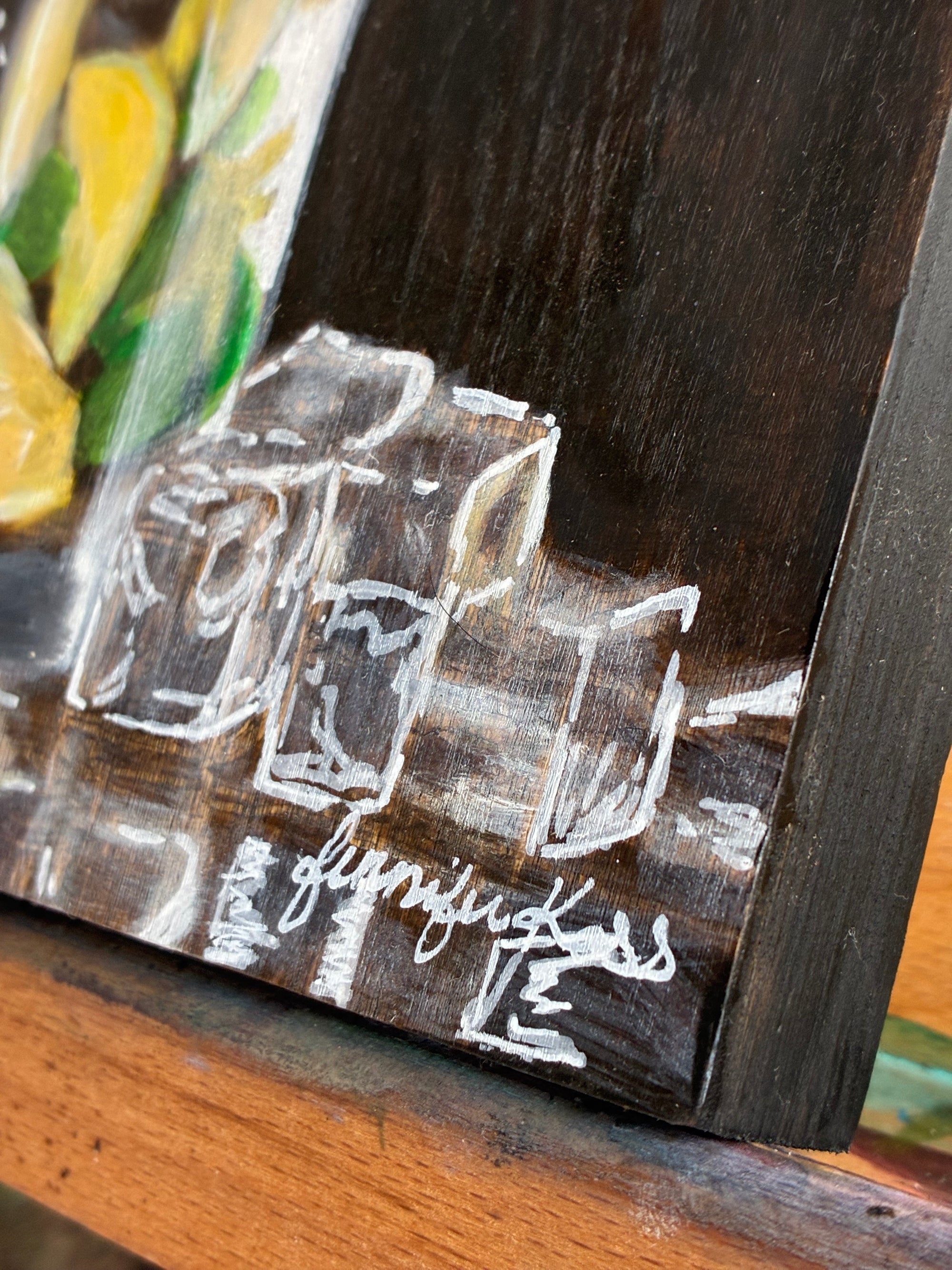 "SPLASH OF LIME" 8"W x 10"H oil on wood