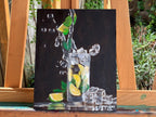 "SPLASH OF LIME" 8"W x 10"H oil on wood