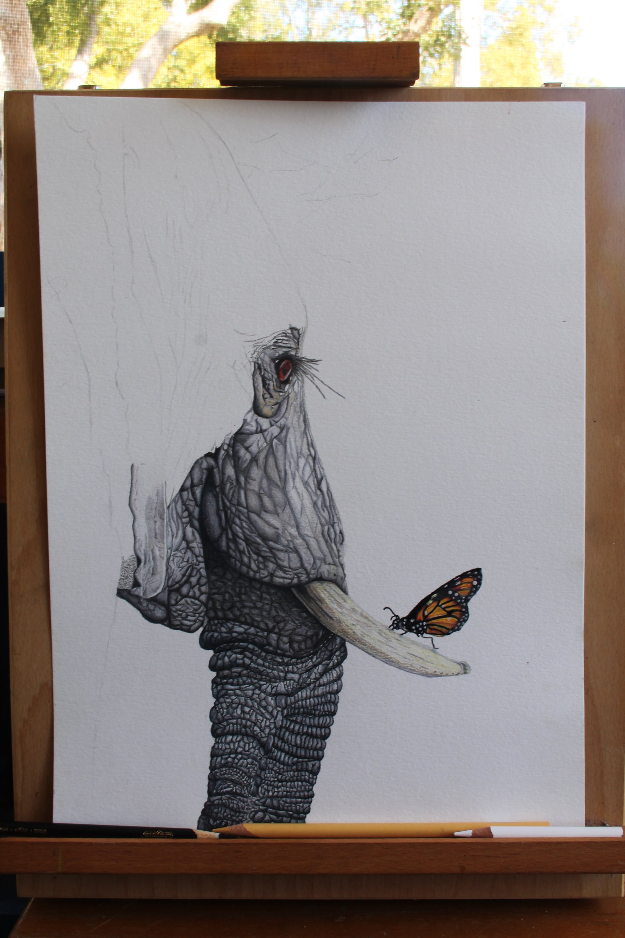 "HELLO FRIEND" 9"W x 12"H colored pencil on paper