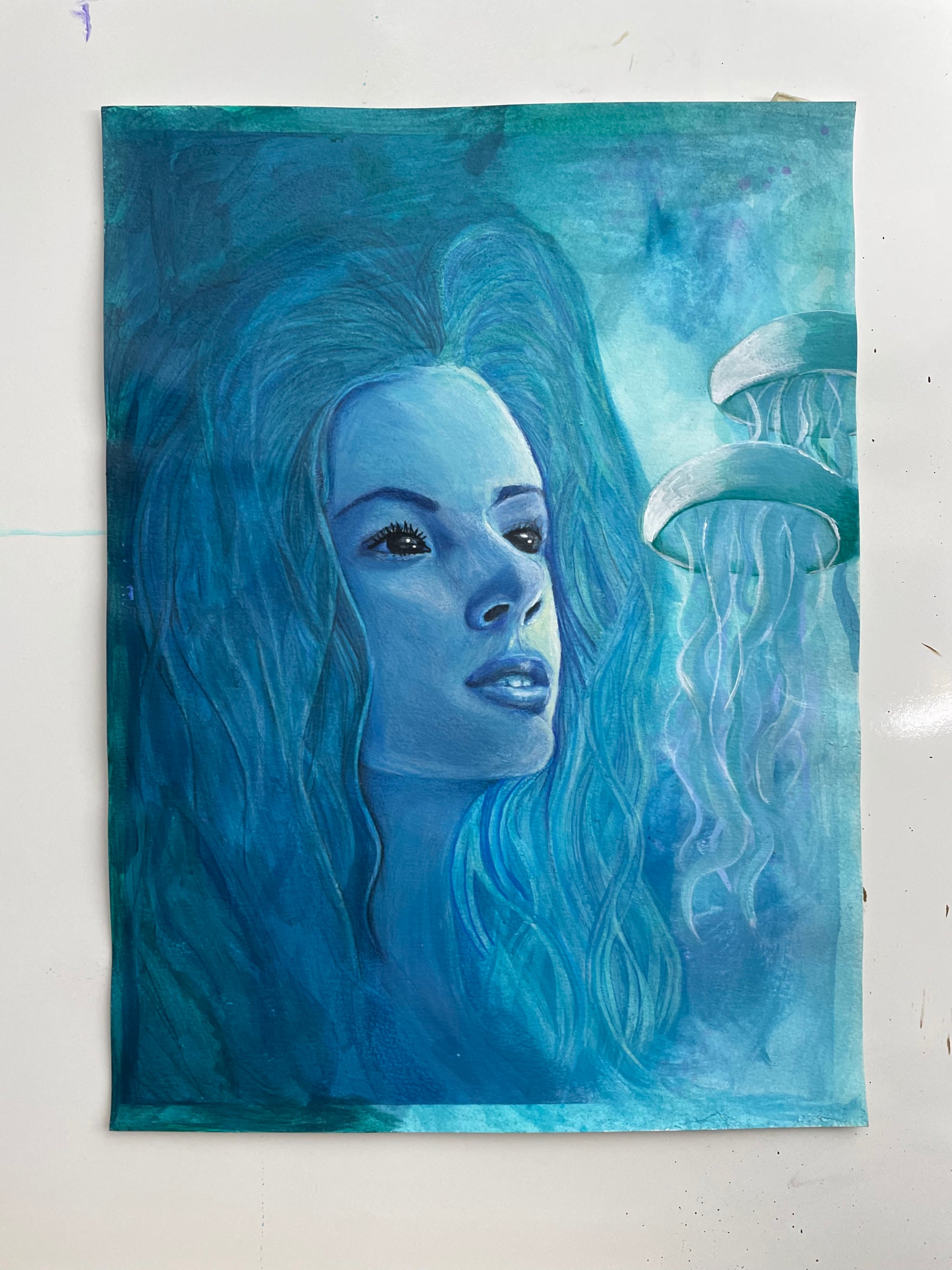 "DEEP BLUE" 11"W x 15"H acrylic on paper