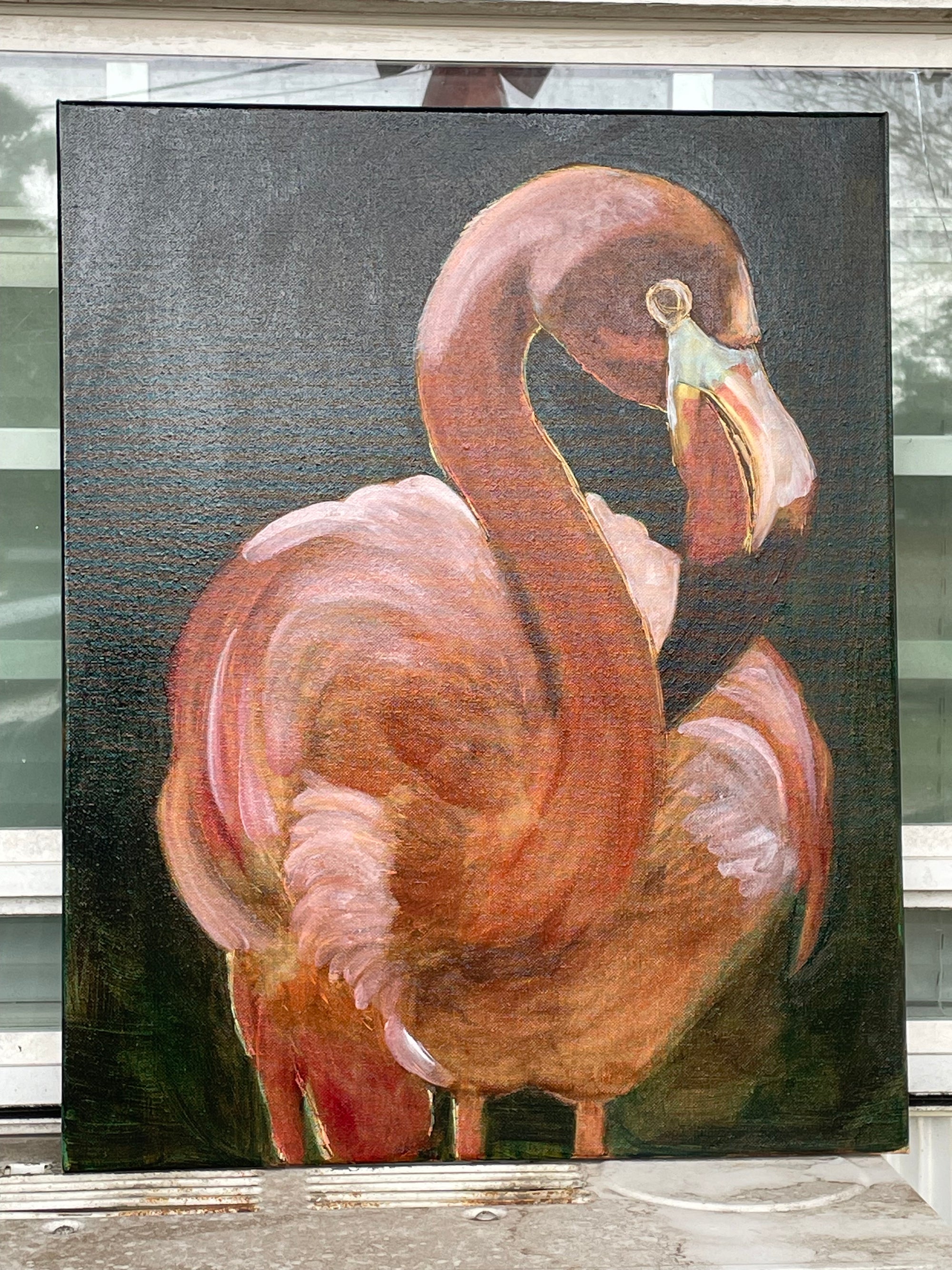 "PRETTY IN PINK" 16"W x 20"H oil on wrapped canvas