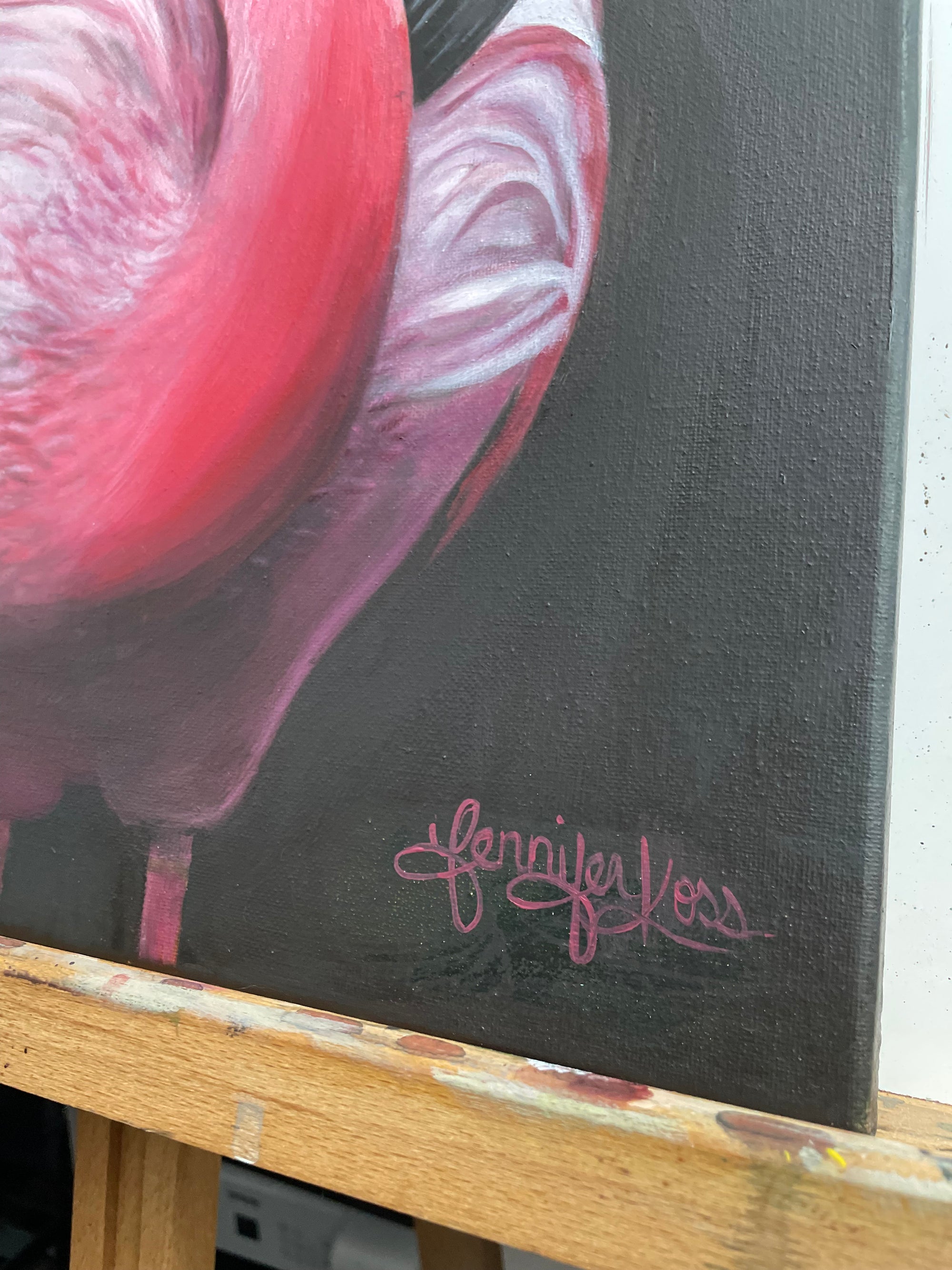"PRETTY IN PINK" 16"W x 20"H oil on wrapped canvas