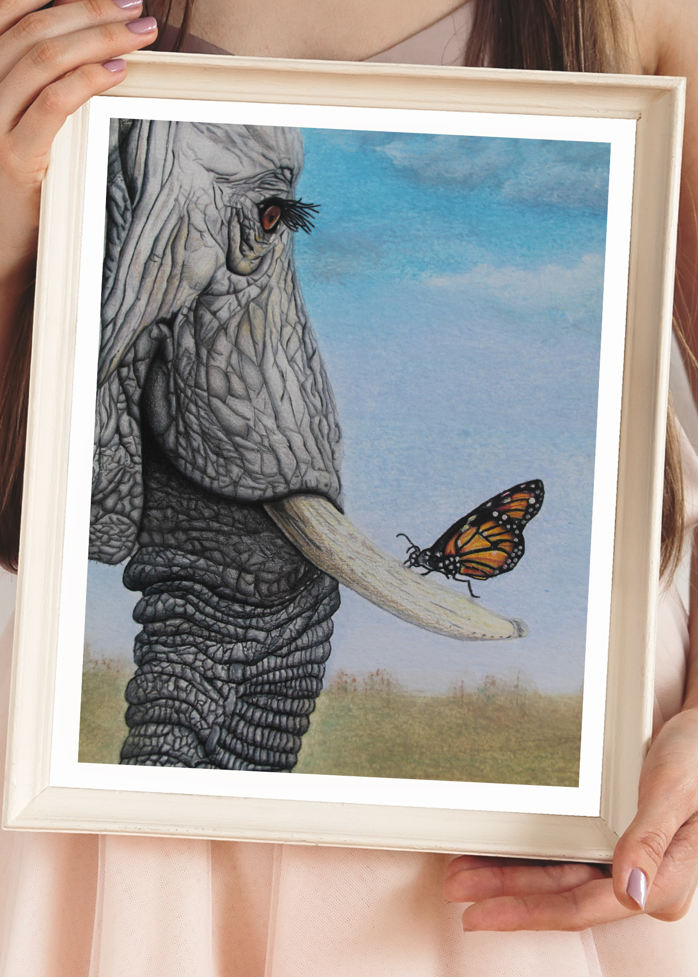 "HELLO FRIEND" 9"W x 12"H colored pencil on paper