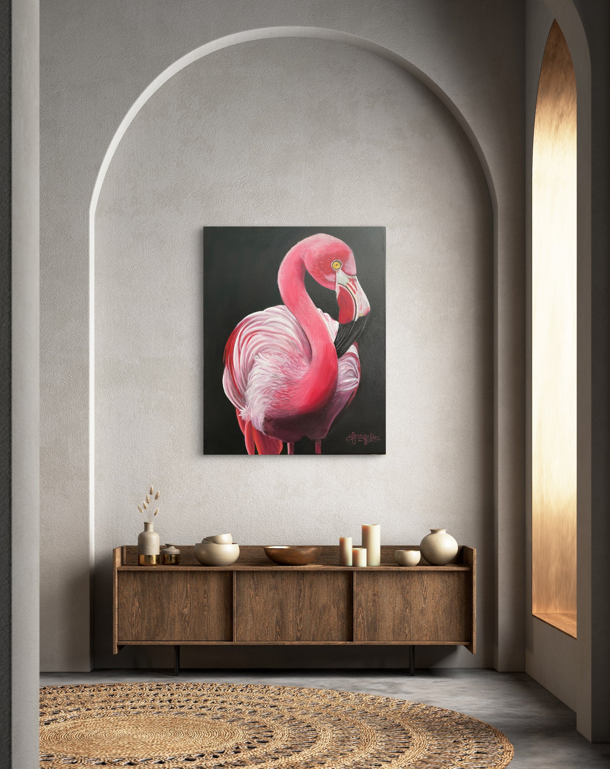 "PRETTY IN PINK" 16"W x 20"H oil on wrapped canvas