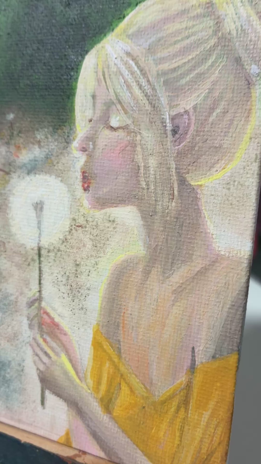 "Make A Wish" Original Acrylic Painting 4"W x 6"H
