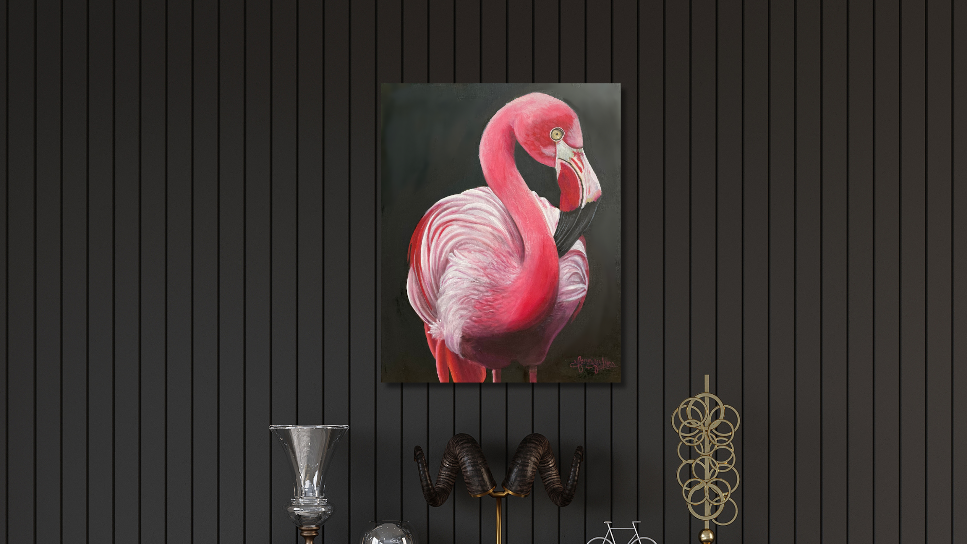 "PRETTY IN PINK" 16"W x 20"H oil on wrapped canvas